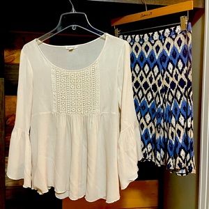 Light-weight skirt and empire waist top.  Stretchy skirt. In great condition.